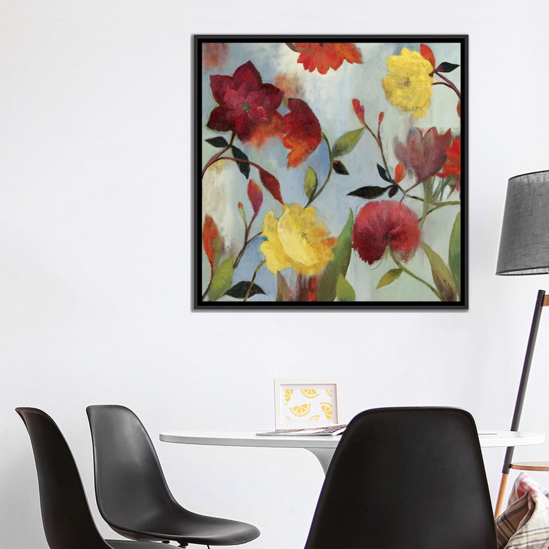 «Wildflowers II», reproduction sur toile, H 18 po x l 18 po x P 1,5 po, Toile avec cadre noir, Pas de tapis