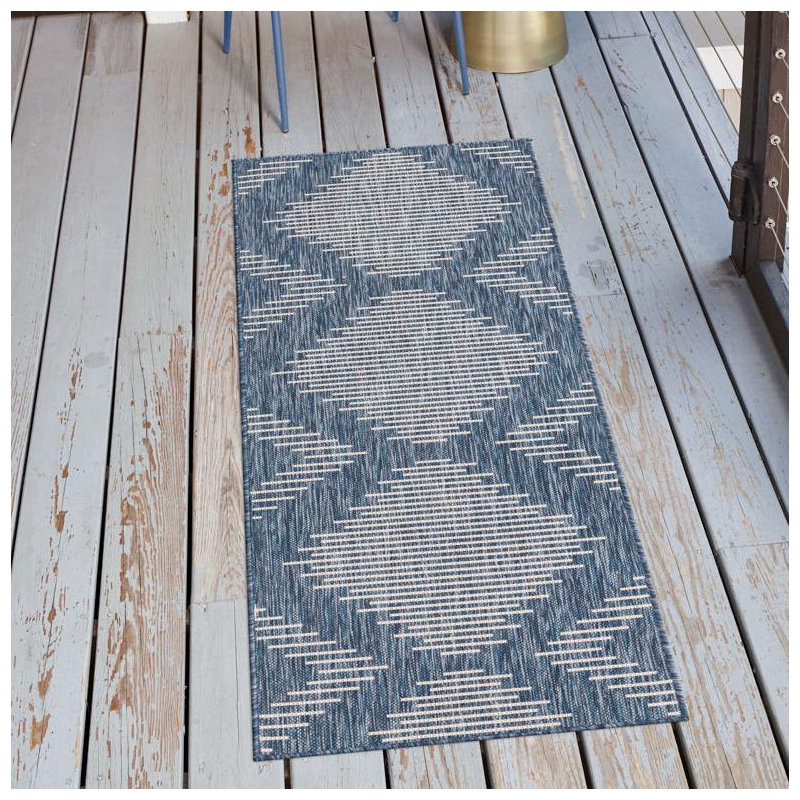 Geometric Indoor / Outdoor Rug, Runner 3'3" x 12'