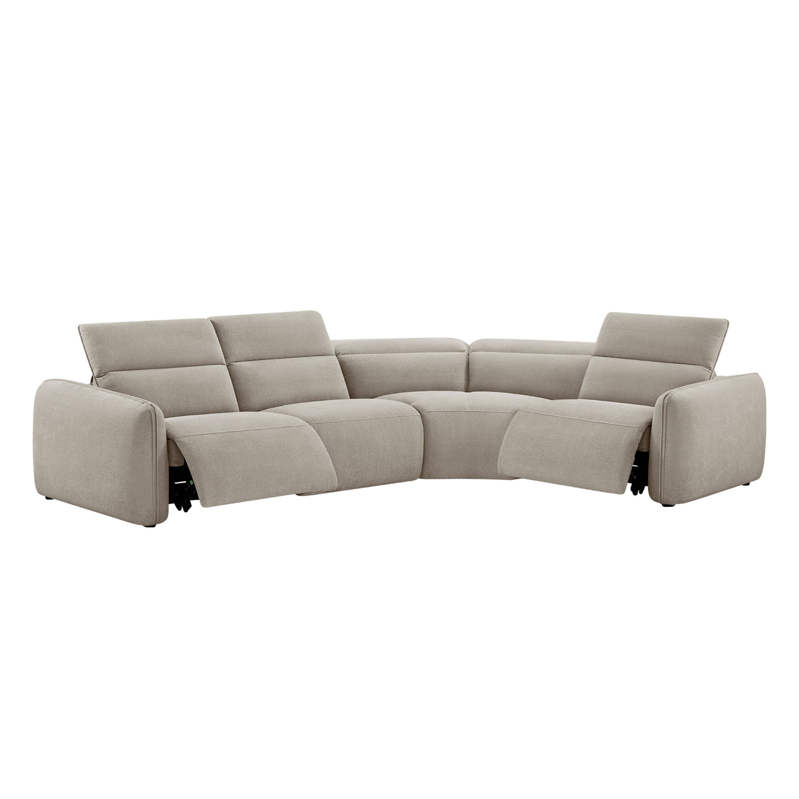 Bayne Upholstered Recliner Sectional, Elite Sand Chenille