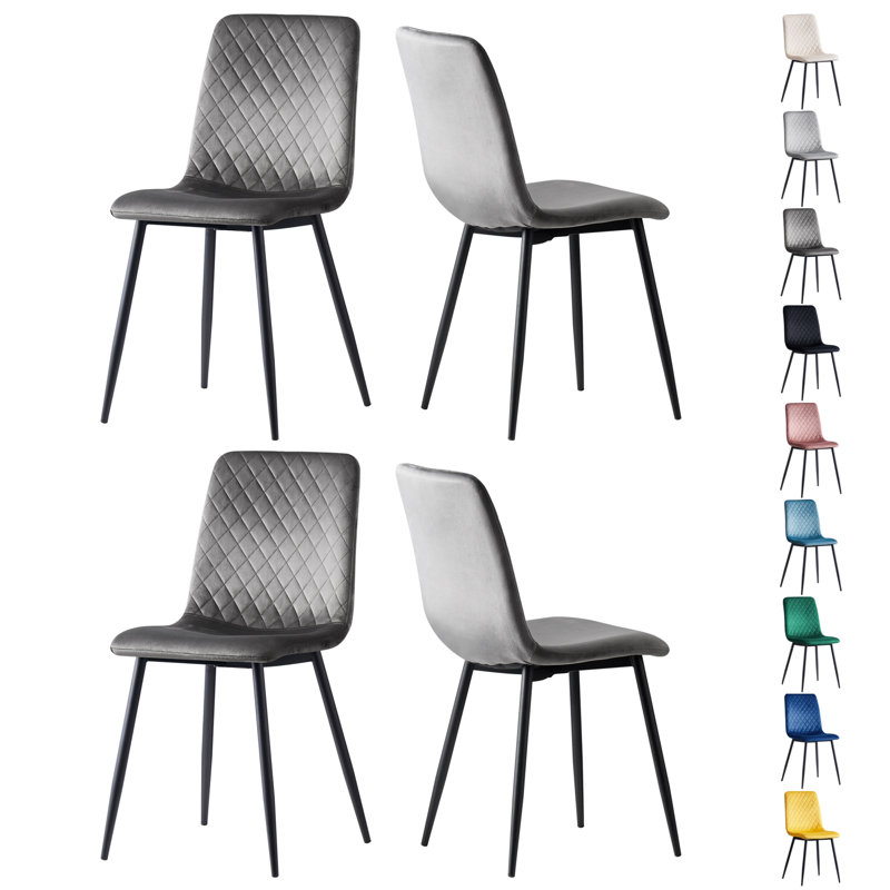 Upholstered Dining Chair, Dark Grey, 4
