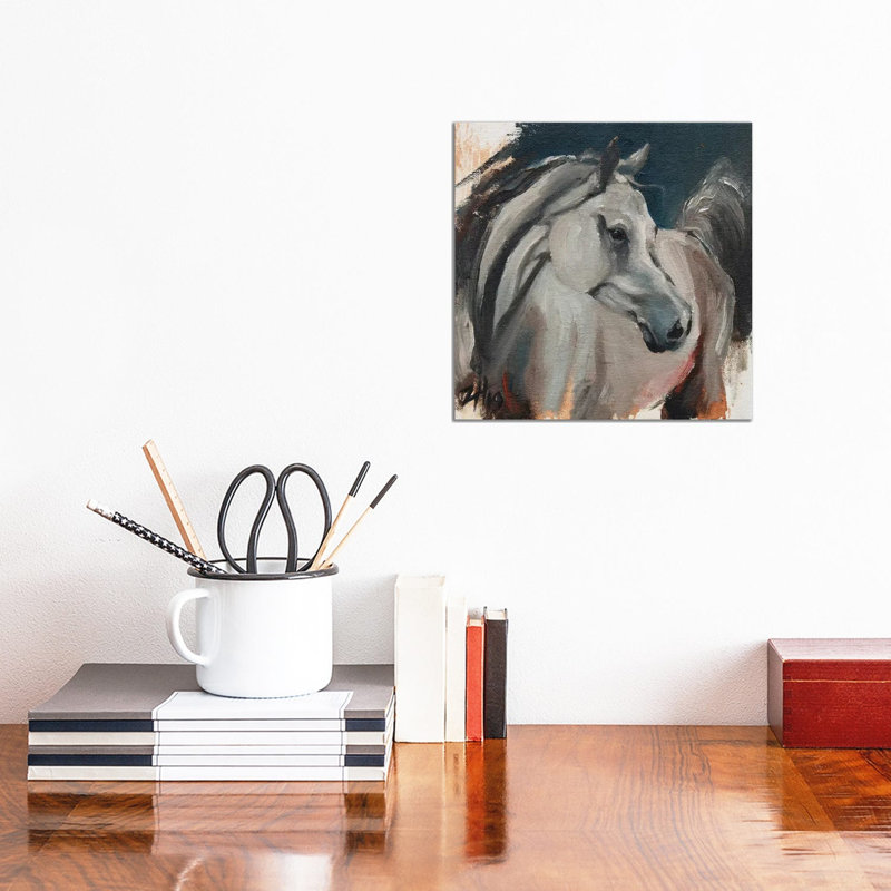 Equine Head Arab White (Study 1) by Zil Hoque - Wrapped Canvas Painting, 30.48 cm H x 30.48 cm W