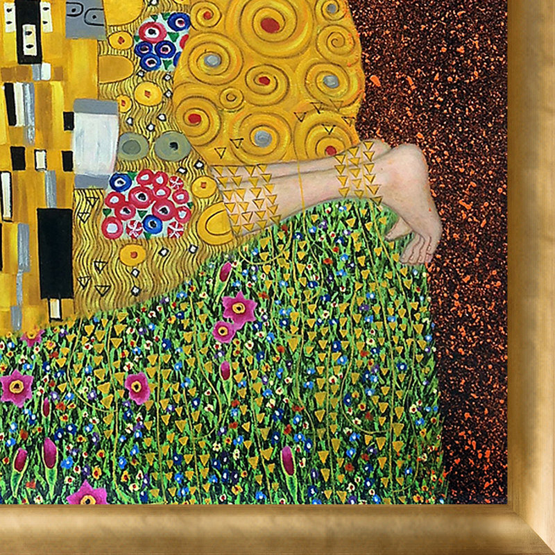 «The Kiss» par Gustav Klimt, peinture encadrée, H 43 po x l 33 po x P 2 po, Cadre de Luminoso doré