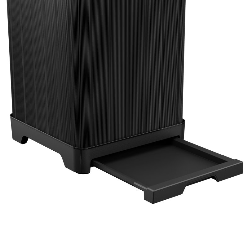Baltimore Black Plastic Outdoor Trash Can with Pull-out Drawer