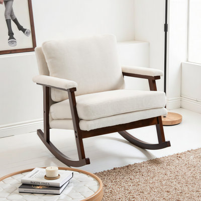 ROVELIA Mid-Century Modern Velvet Rocking Accent Chair with Ergonomic Cushioned Seat, Upholstered Lounge Chair for Living Room, Bedroom, Nursery & Reading Nook