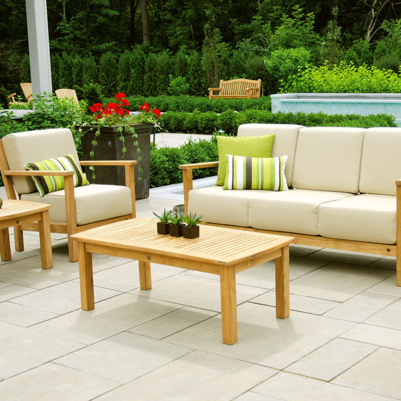 Rectangular Honey Brown Teak Wood Coffee Table, 50 x 24"