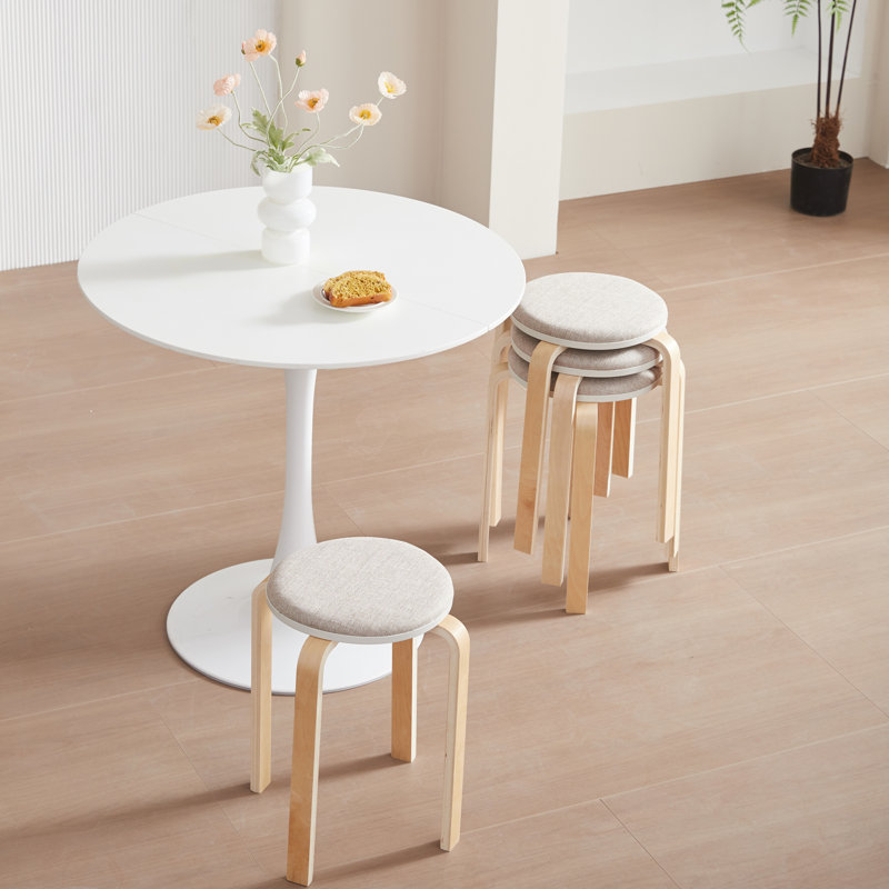 Ensemble de 4 tabourets empilables, Gris clair