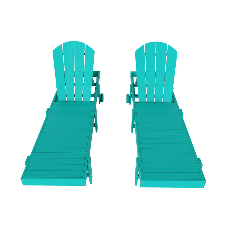 Ensemble de chaises longues inclinables extérieures en poly Lagune, Turquoise