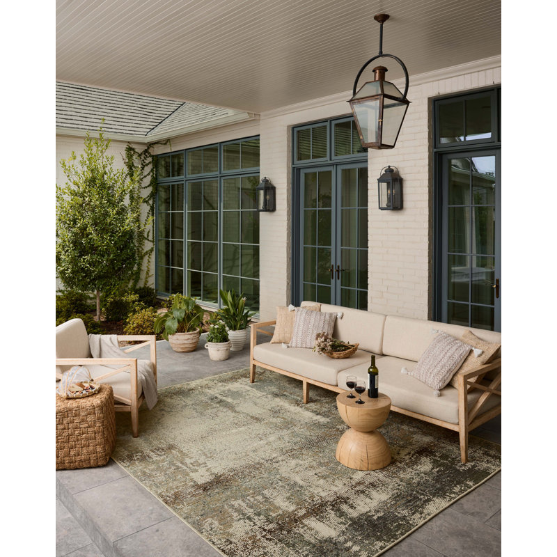 Loloi Saylor Smoke / Ivory Indoor/Outdoor Area Rug, Rectangle 7'6" x 10'