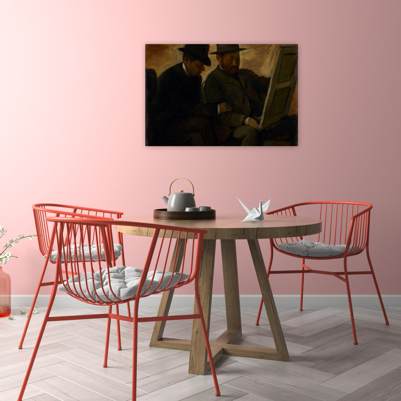 Paul Lafond et Alphonse Cherfils examinant un tableau, vers 1878-1880. Estampe d'art mural contemporain abstraite impressionniste.