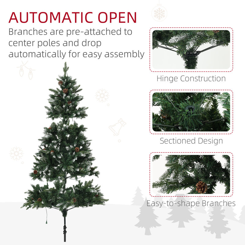 Lighted Artificial Pine Christmas Tree, 6'