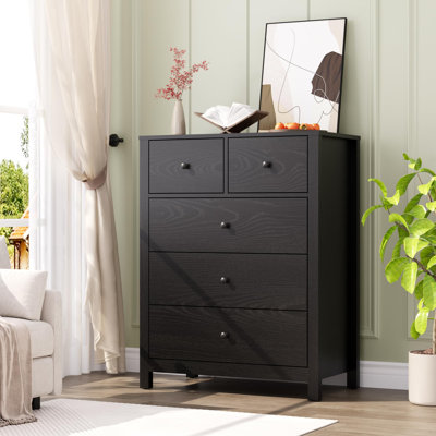 Commode 5 tiroirs pour chambre à coucher, grande commode moderne avec tiroirs de rangement