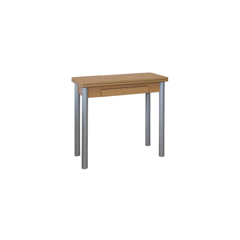 Giddeon Extendable Metal Base Dining Table, Oak