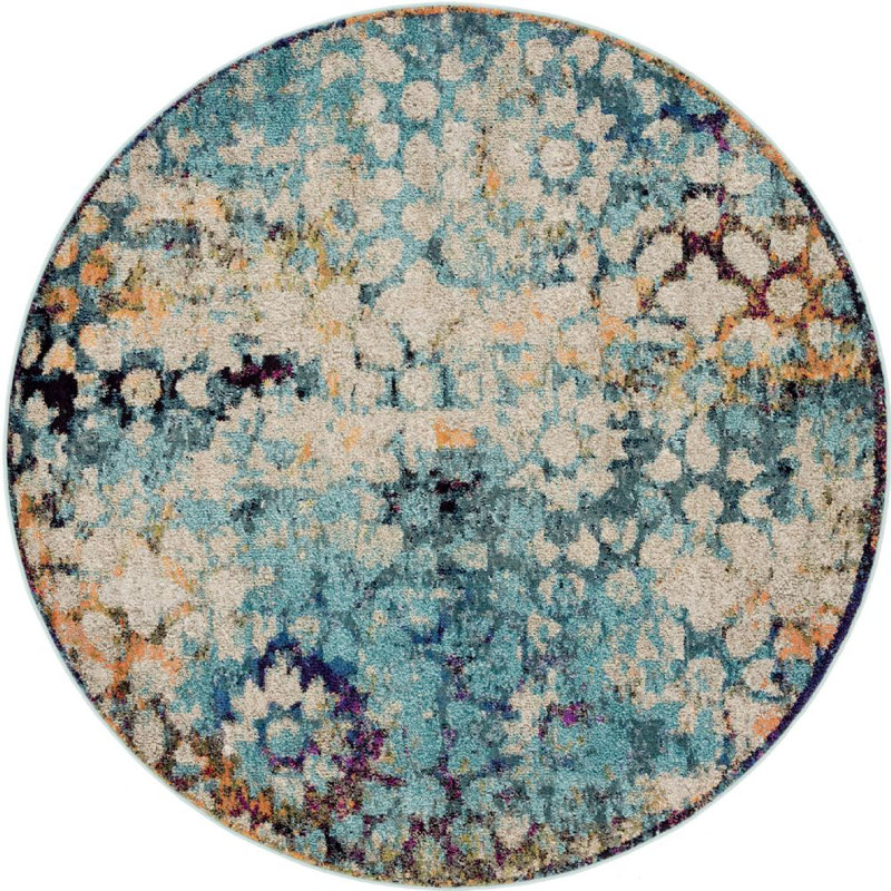 Tapis contemporain Ellarae couleur forêt foncé, Rond 6 pi