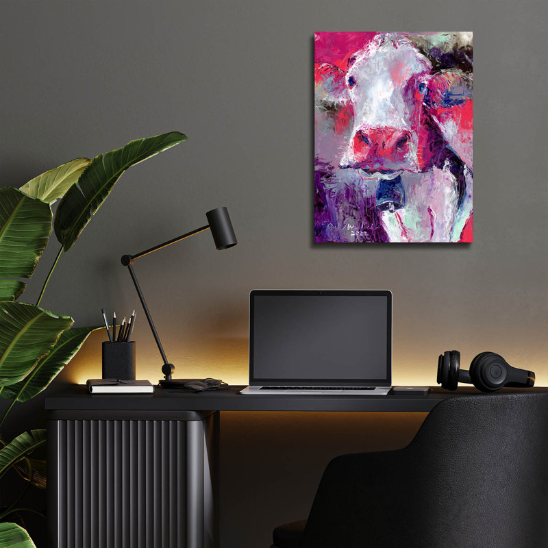 «Red Cow» par Richard Wallich, art mural en verre acrylique, H 16 po x l 12 po x P 0,13 po