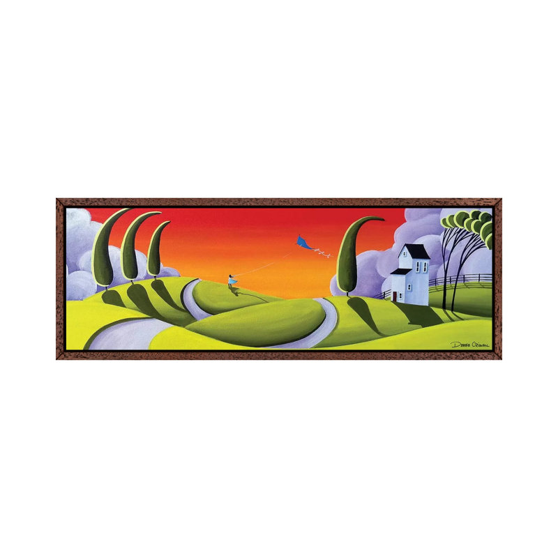 Whirly Winds by Debbie Criswell - Panoramic Print on Canvas, 30.48 cm H x 91.44 cm W, Classic Brown Wood Framed