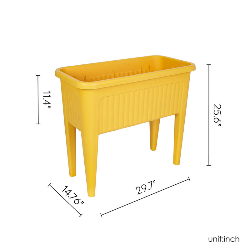 Provence Raised Resin Garden Bed and Stool 4 pc Set, Yellow