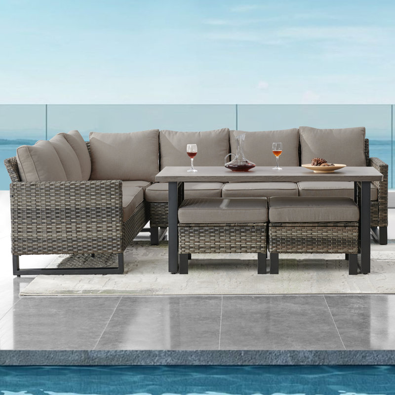 Soyab 5 - Person Modular Patio Conversation Set with Cushions, Gray