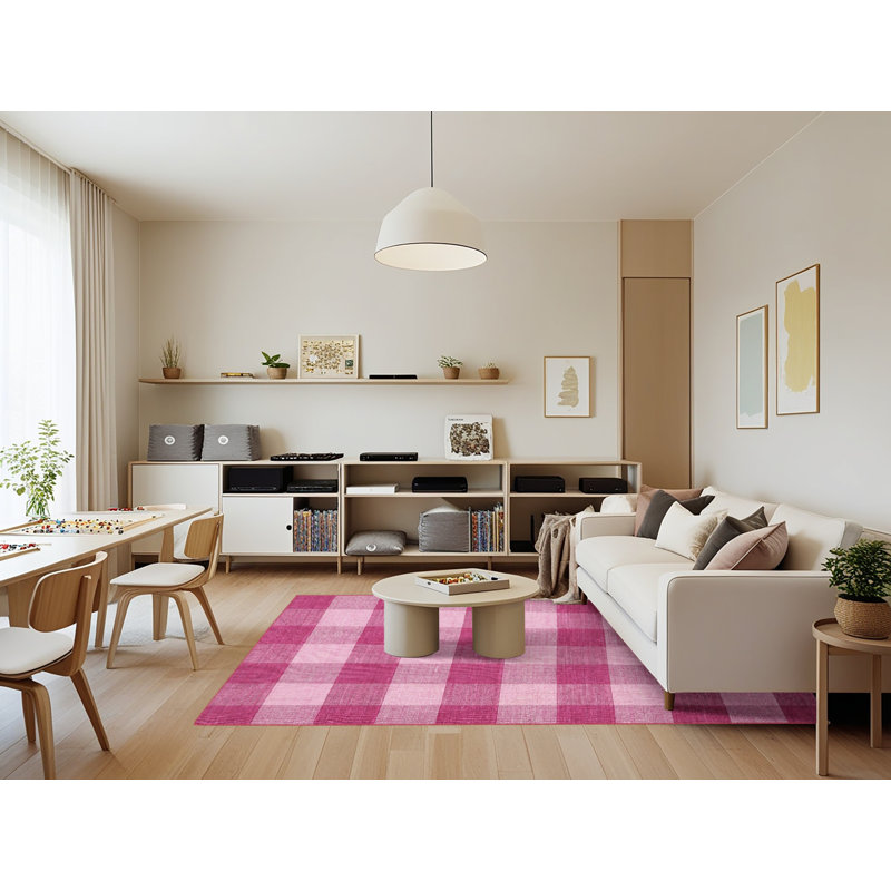 Tapis contemporain rose, Rectangle 7 pi 0 po x 9 pi 0 po