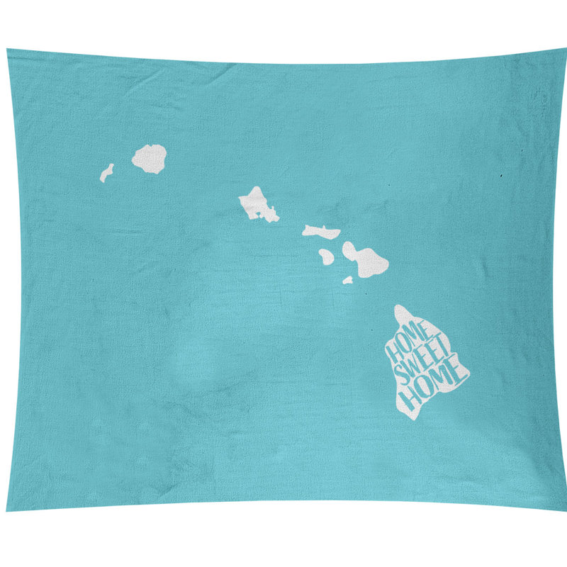 Tapisserie murale à la maison en hawaii doux, H 68 po x l 80 po, Bleu sarcelle