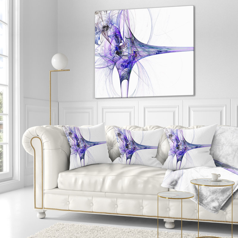 Grande œuvre fractale - coussin imprimé abstrait, 16 po x 1 po, Mauve / Blanc, Coussin décoratif