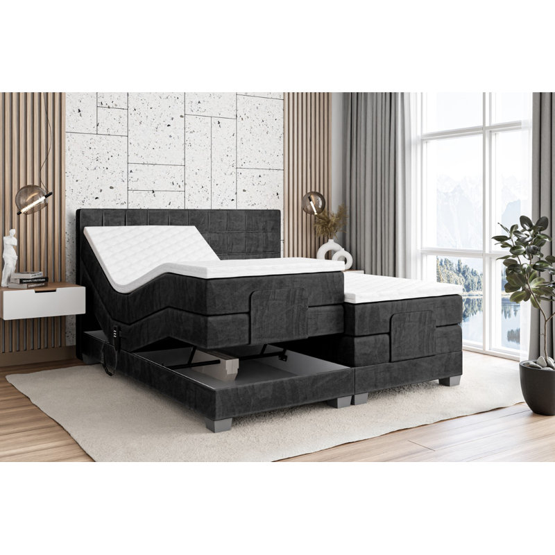 Mariella Bed with Mattress, 200cm x 200cm, Black