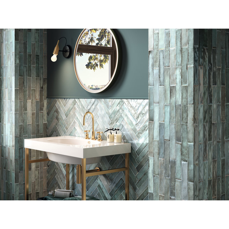 Edisto 2'' W x 10'' L Ceramic Tile, Slate Blue