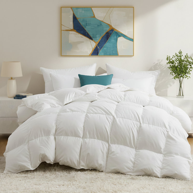 Édredon épais en duvet d'oie blanche, Très grand, Blanc