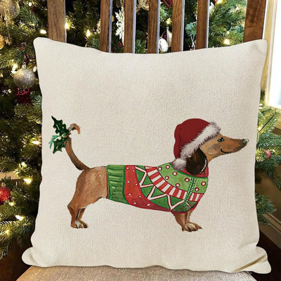 Housse de coussin Merry Christmas Dachshund