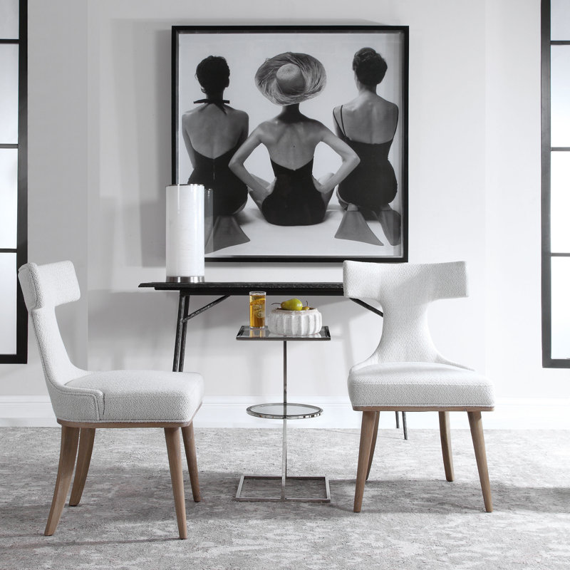 Belinda Upholstered Wing Back Side Chair in Off White