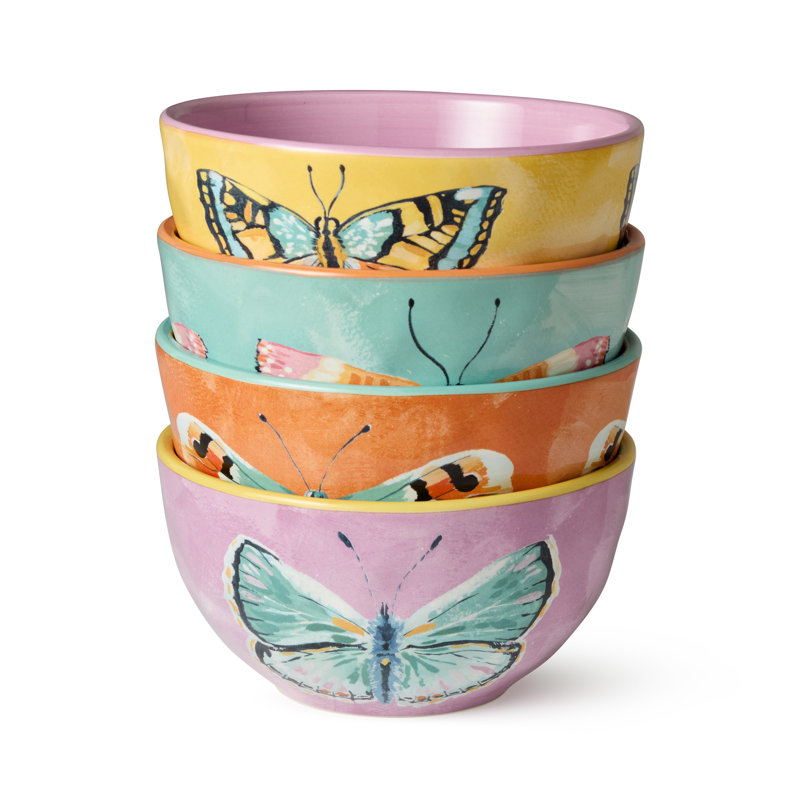 Ensemble de 4 bols à crème glacée 5,25 po x 3 po Butterflies