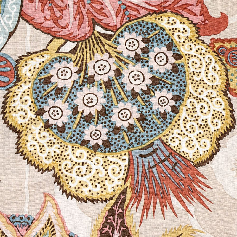 Zanzibar Linen Print Fabric, Pink/Green