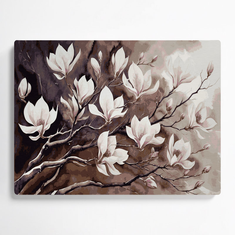 "Botanical Magnolia Branches", art mural en métal beige, H 11 po x l 14 po