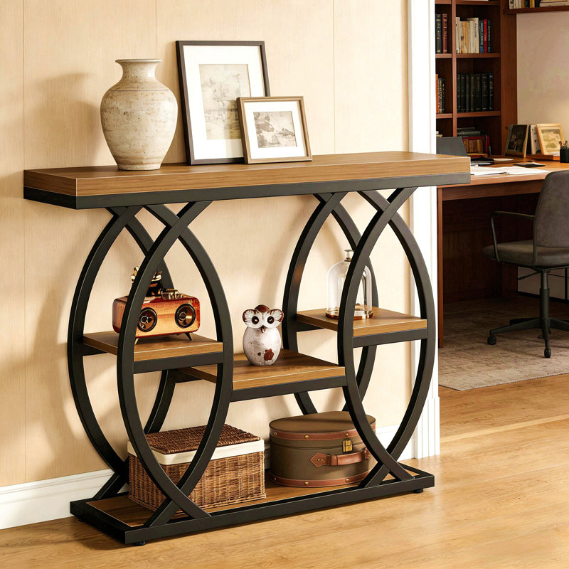 Table d'entrée classique, console pratique, table de canapé stable, Brun