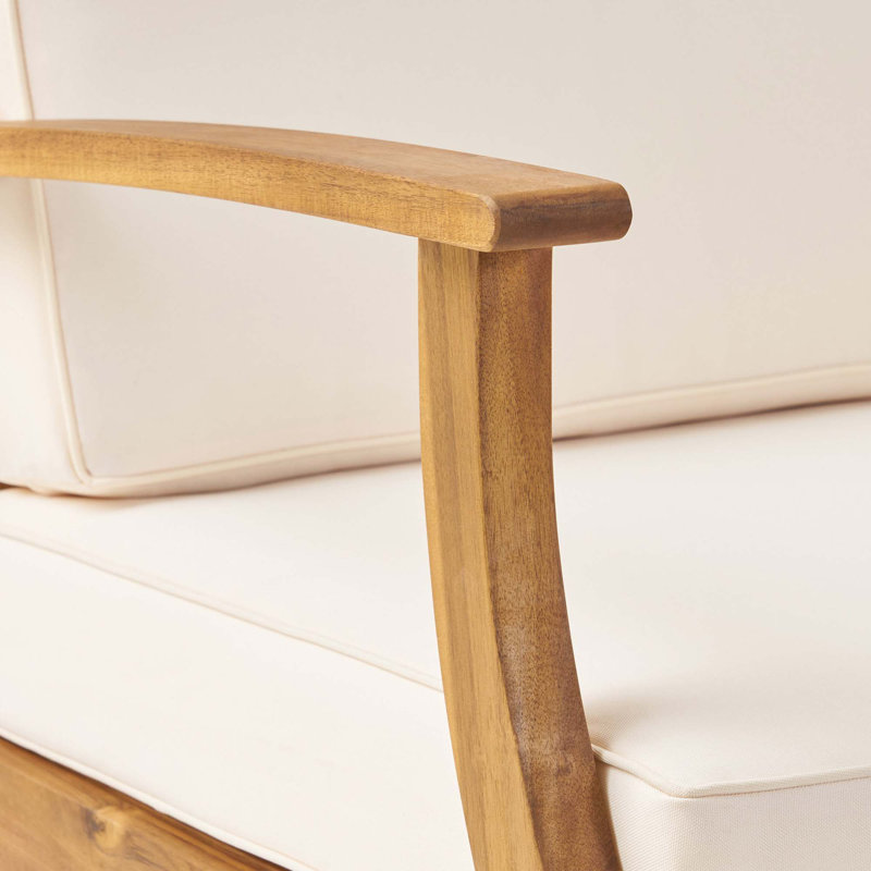 Fauteuil club Perla, Bois, Crème, crème