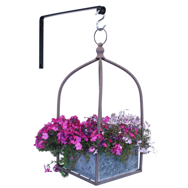 Artisan Forged Plant Hanger Wall Shelf Bracket Hook Large Black, 9.25" H x 0.75" W x 15.75" D