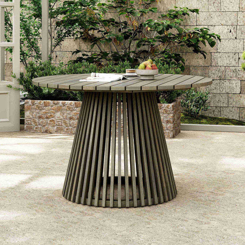 Table de salle à manger d'extérieur en bois d'acacia, Gris