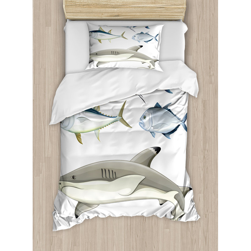 Ocean Animal Coastal Polyester Duvet Cover, Twin