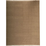 Tibetan Wool Geometric Area Rug in Brown