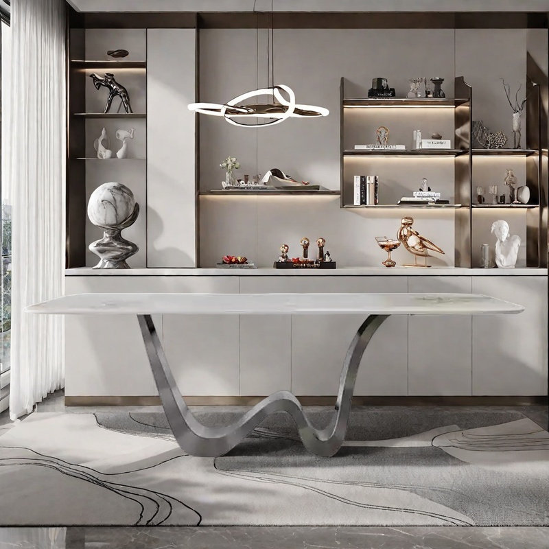 Table de salle à manger à la mode, H 29,5 po x L 78,7 po x l 35,4 po