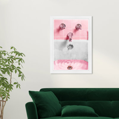 «Bath and Laundry», impression sur papier rose moderne