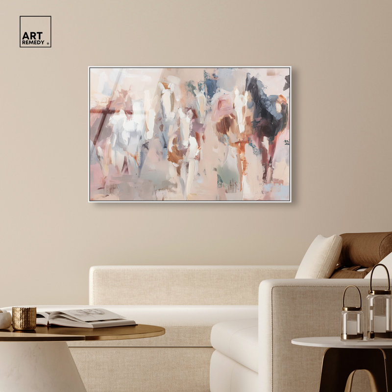 «Warm Neutralité III», impression murale encadrée à cheval par Art Remedy, cadre blanc, 54 x 36, H 37 po x l 55 po