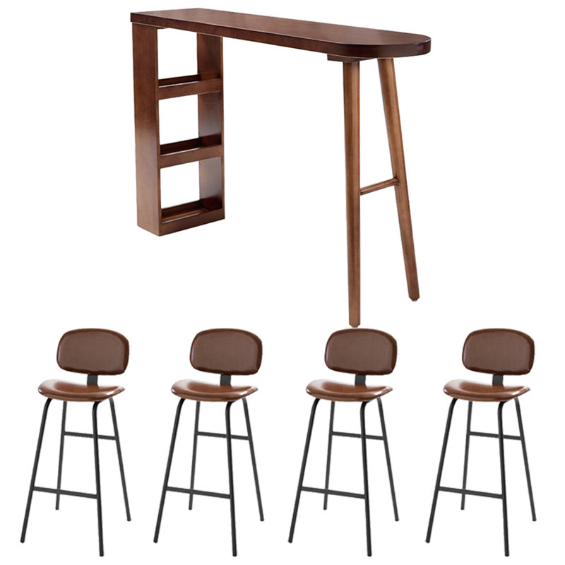 Table de bar et chaises de style simple, Brun, H 41,3 po x L 55,1 po x l 15,7 po