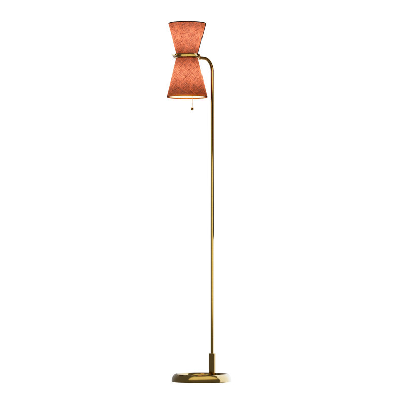 Lampe sur pied Gable (laiton naturel antique avec abat-jour roussâtre)