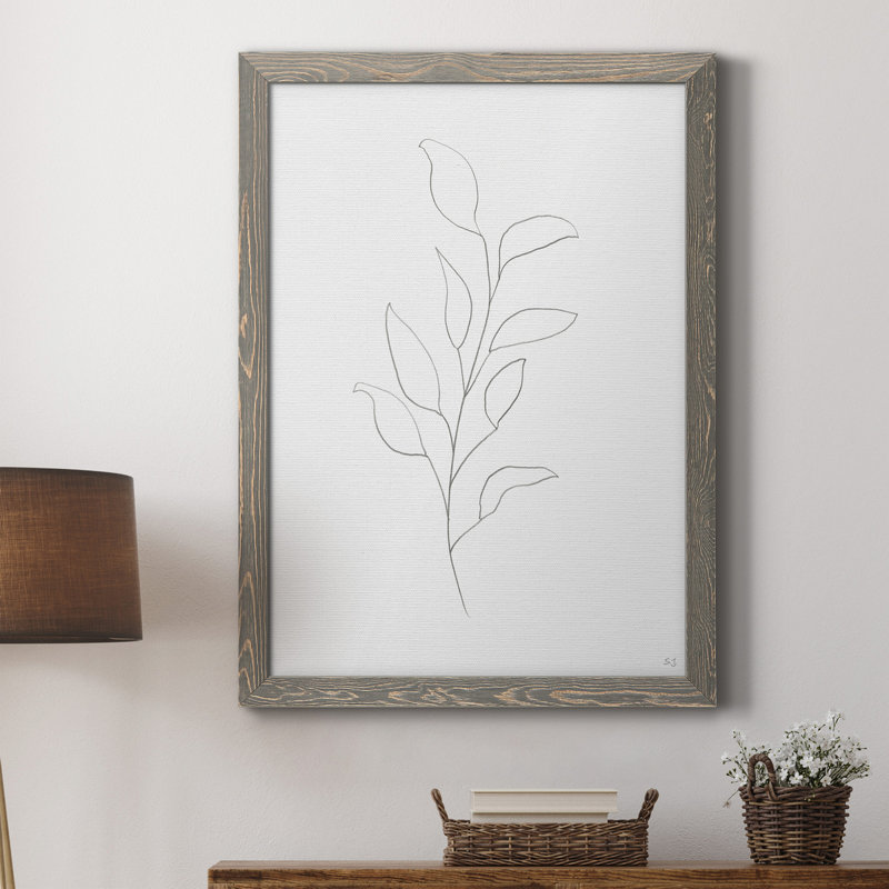 Toile encadrée Botanical Gesture VI-Premium - prête à être accrochée, H 31,5 po x l 23,5 po x P 1,5 po, Gris