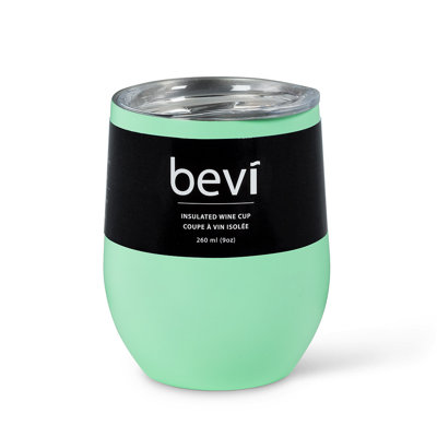 Verre à vin en acier inoxydable vert menthe avec couvercle