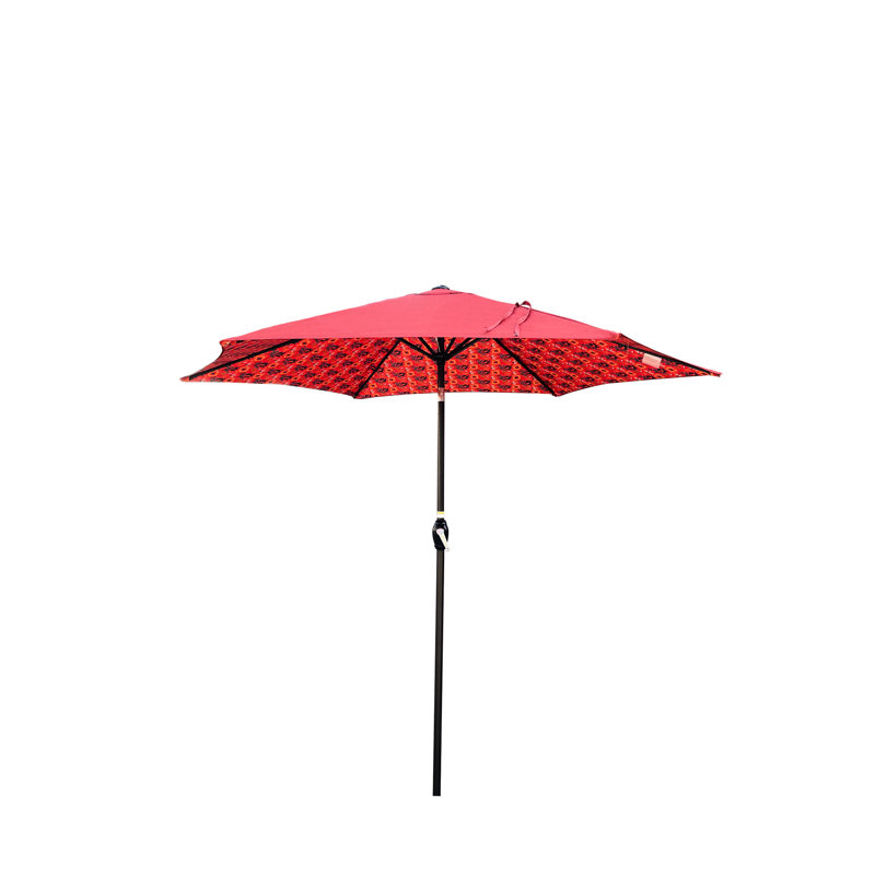 Parasol de patio extérieur de 9 pi avec motif protégé - Auvent protégé, construction et lève-manivelle pour les activités Protection de parasol de jardin 40+, utilisation du mécanisme