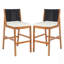 Tabourets de bar d'extérieur en bois d'acacia, ensemble de 2, avec coussin et dossier en osier pour patio et cuisine-214247558