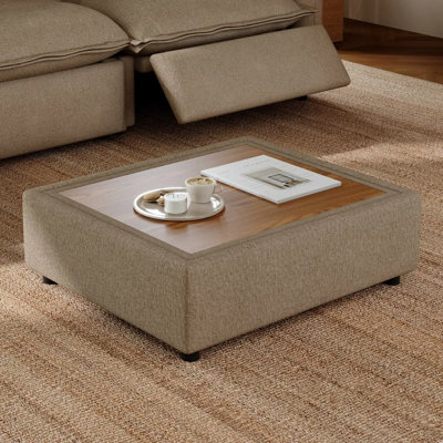 Rangement et table basse avec repose-pieds, lin