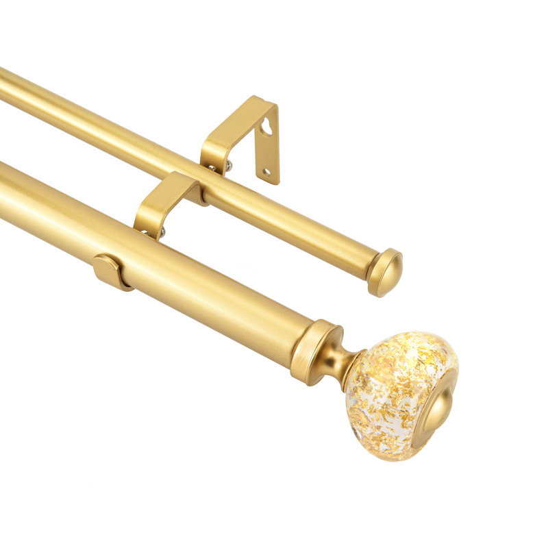 Tringle à rideaux double réglable Jehieli, 28" - 48", Doré