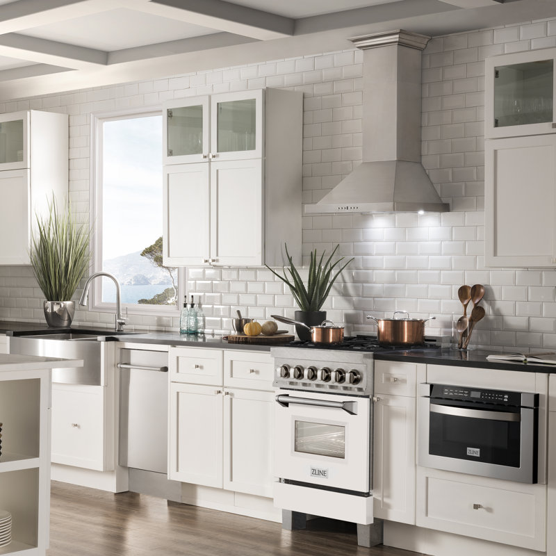 ZLINE 24" 2.8 cu. ft. Dual Fuel Range with Gas Stove and Electric Oven in Fingerprint Resistant Stainless Steel, White Matte